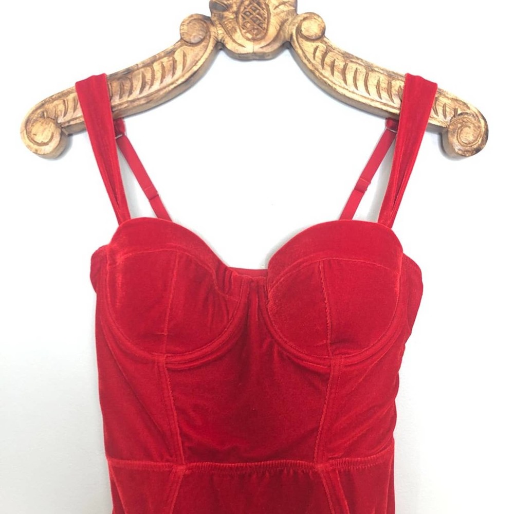 Valentines Day! Sexy ASOS Bodysuit Aliyah Red Velvet Underwire Bustier 36C